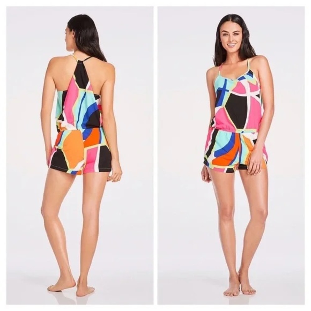Fabletics Geometric Print Neema Romper, Size Small - image 1